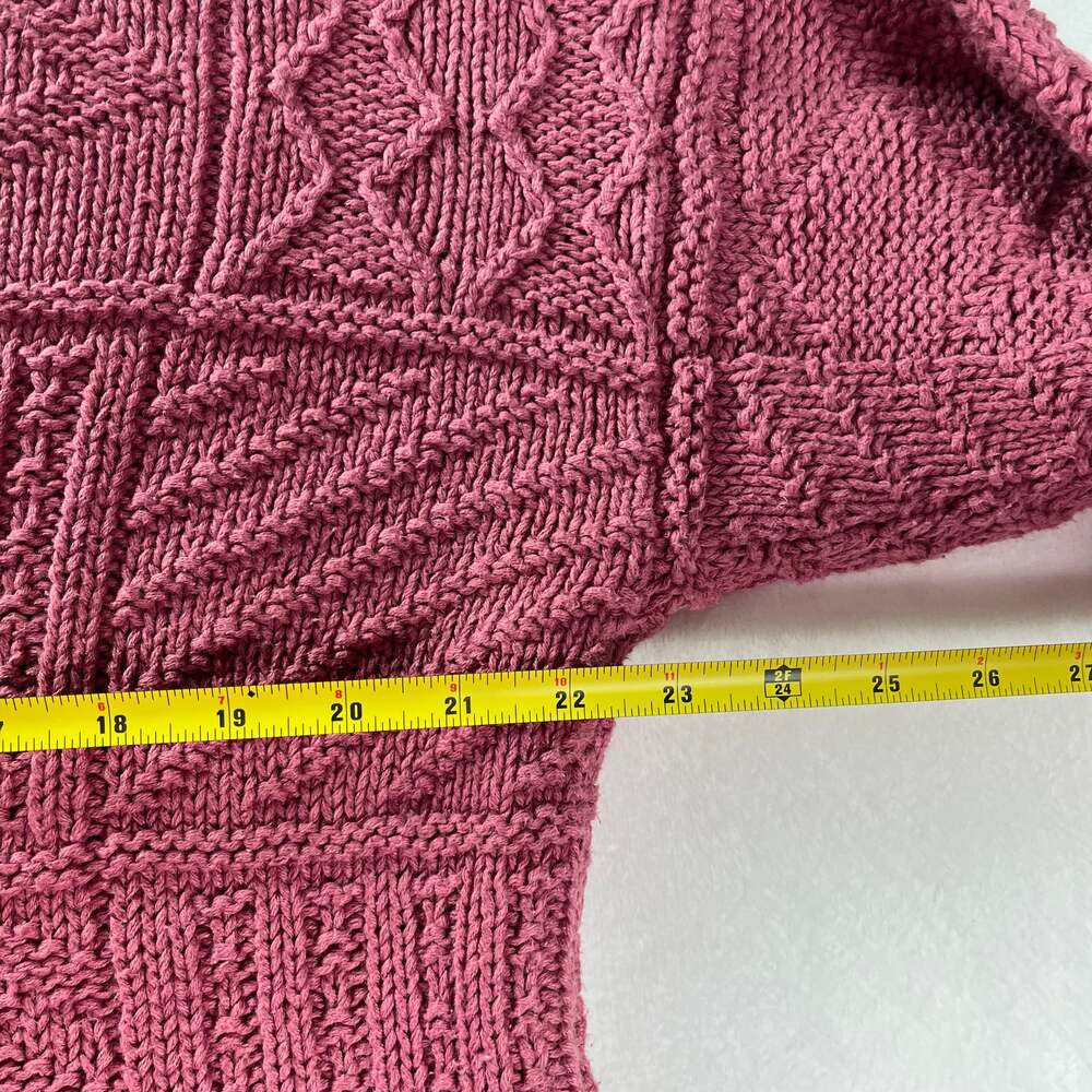 Vintage 90s Express Ramie Patchwork Cable Knit‎ Sweater L Grandpa Academia - Picture 5 of 8